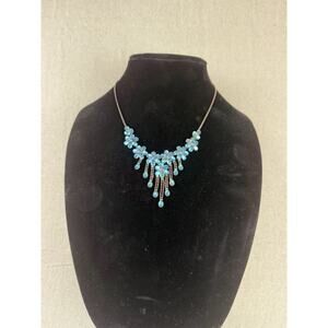Blue Stone Floral Necklace Vintage